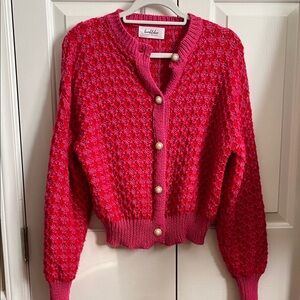 Pink & Red Cardigan Sweater